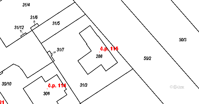 Počaply 115, Sezemice na parcele st. 286 v KÚ Počaply nad Loučnou, Katastrální mapa
