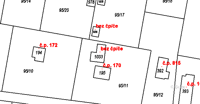 Březová-Oleško 120081202 na parcele st. 1033 v KÚ Oleško u Zvole, Katastrální mapa
