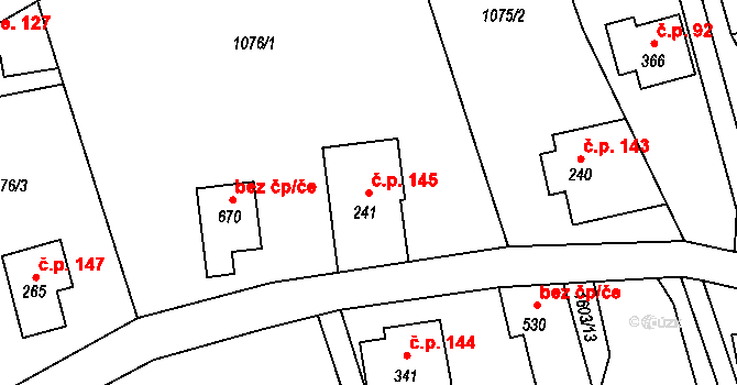 Alšovice 145, Pěnčín na parcele st. 241 v KÚ Alšovice, Katastrální mapa