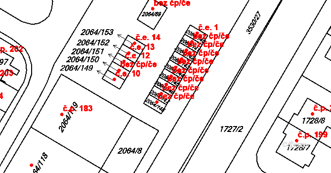 Brňany 7, Vyškov na parcele st. 2064/146 v KÚ Vyškov, Katastrální mapa