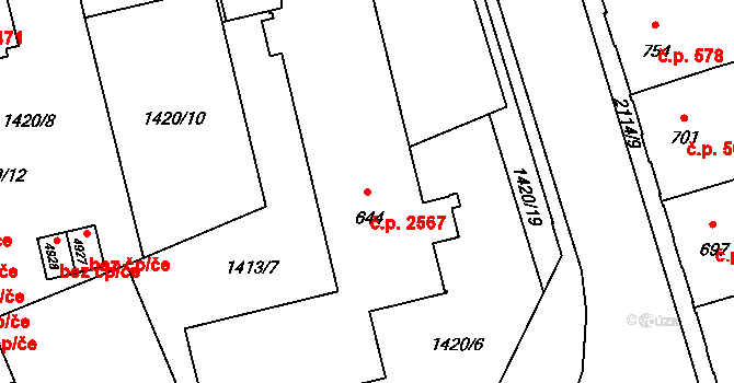 Šumperk 2567 na parcele st. 644 v KÚ Šumperk, Katastrální mapa