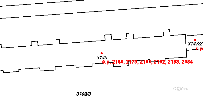 Kročehlavy 2179,2180,2181,2182,, Kladno na parcele st. 3149 v KÚ Kročehlavy, Katastrální mapa