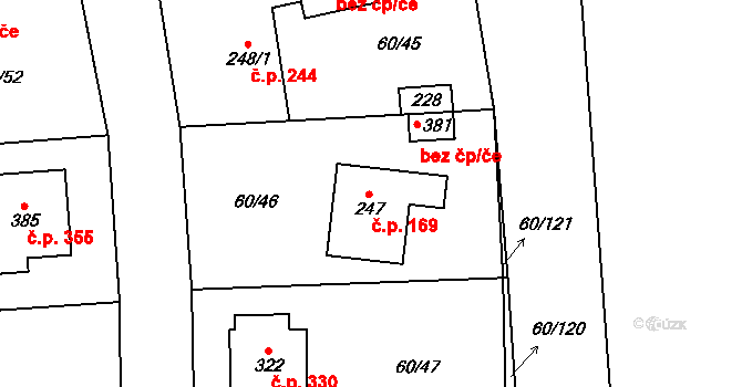 Hovorčovice 169 na parcele st. 247 v KÚ Hovorčovice, Katastrální mapa
