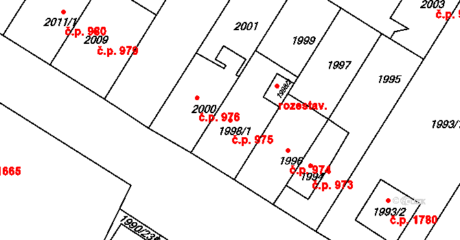 Boskovice 975 na parcele st. 1998/1 v KÚ Boskovice, Katastrální mapa