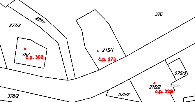 Dolní Podluží 273 na parcele st. 215/1 v KÚ Dolní Podluží, Katastrální mapa