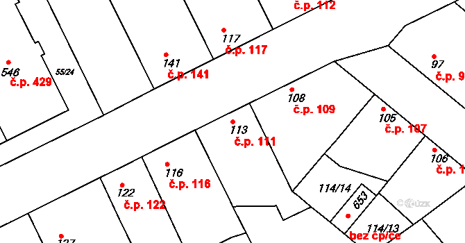 Litol 111, Lysá nad Labem na parcele st. 113 v KÚ Litol, Katastrální mapa