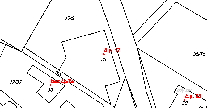 Batouchovice 17, Bochovice na parcele st. 23 v KÚ Batouchovice, Katastrální mapa