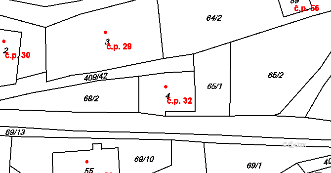 Kornice 32, Litomyšl na parcele st. 4 v KÚ Kornice, Katastrální mapa