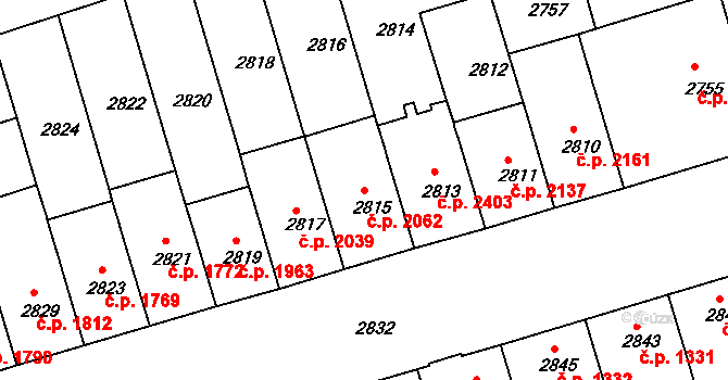 Královo Pole 2062, Brno na parcele st. 2815 v KÚ Královo Pole, Katastrální mapa