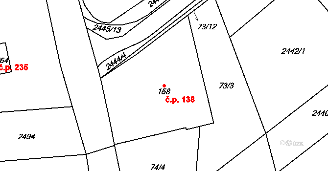 Šošůvka 138 na parcele st. 158 v KÚ Šošůvka, Katastrální mapa