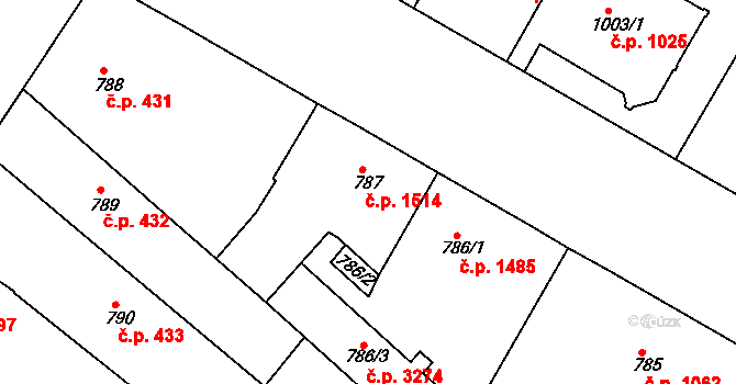 Teplice 1514 na parcele st. 787 v KÚ Teplice, Katastrální mapa