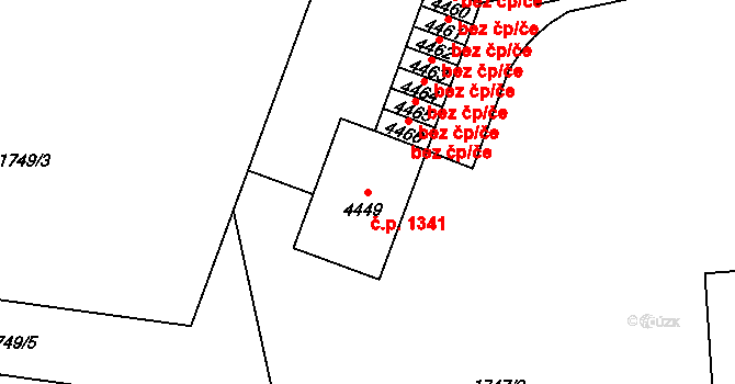 Cheb 1341 na parcele st. 4449 v KÚ Cheb, Katastrální mapa