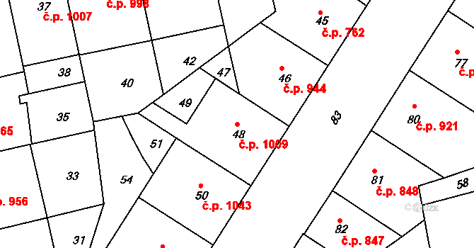 Žižkov 1009, Praha na parcele st. 48 v KÚ Žižkov, Katastrální mapa