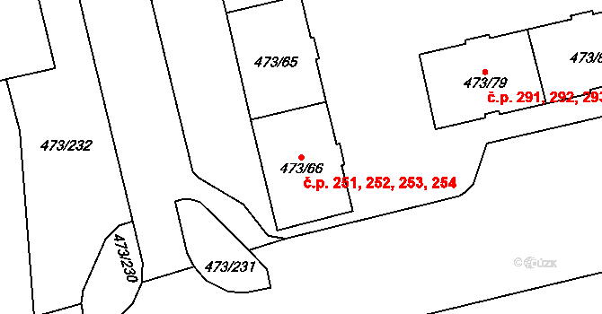 Veleslavín 251,252,253,254, Praha na parcele st. 473/63 v KÚ Veleslavín, Katastrální mapa