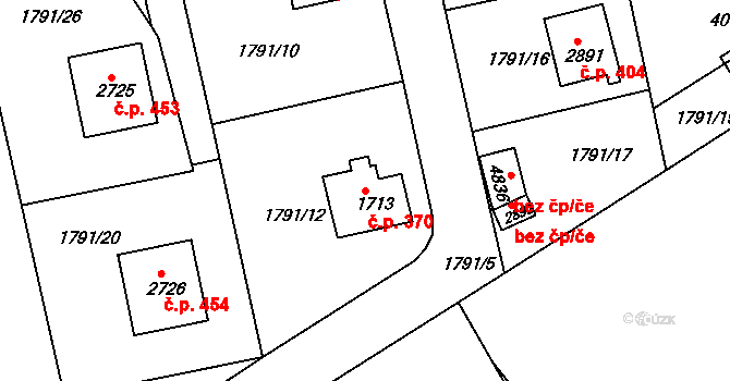 Horní Předměstí 370, Trutnov na parcele st. 1713 v KÚ Trutnov, Katastrální mapa