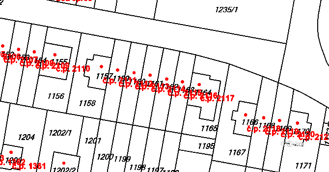 Záběhlice 2115, Praha na parcele st. 1162 v KÚ Záběhlice, Katastrální mapa