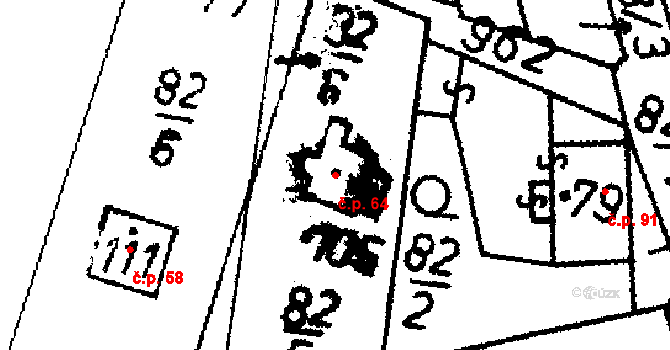 Čichtice 64, Bavorov na parcele st. 105 v KÚ Čichtice, Katastrální mapa