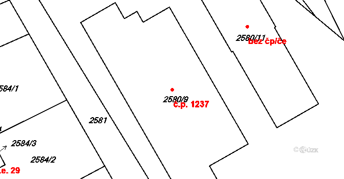 Rohatec 1237 na parcele st. 2580/9 v KÚ Rohatec, Katastrální mapa