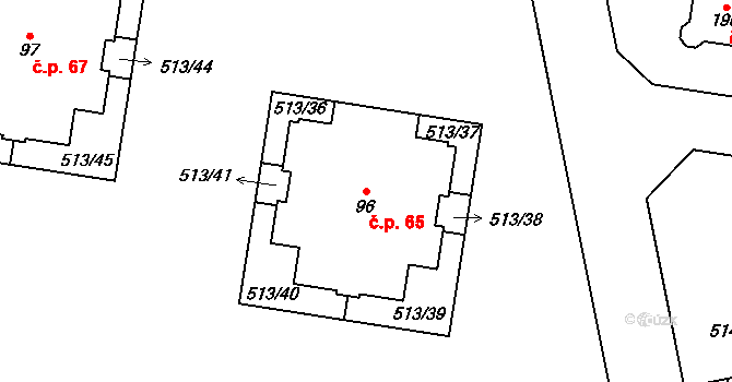 Kozinec 65, Holubice na parcele st. 96 v KÚ Kozinec, Katastrální mapa