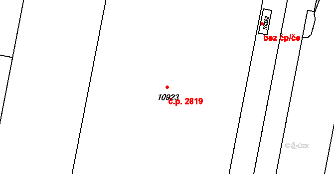 Zelené Předměstí 2819, Pardubice na parcele st. 10923 v KÚ Pardubice, Katastrální mapa