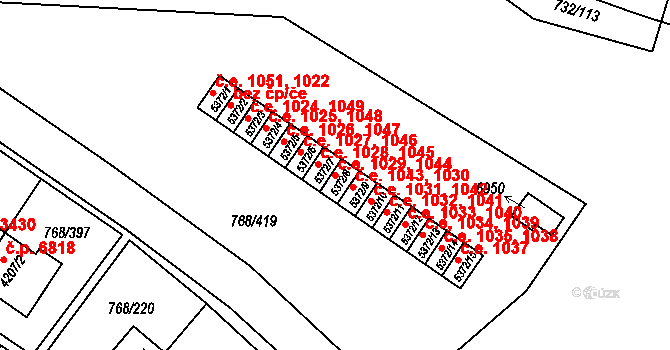 Zlín 1029,1044 na parcele st. 5372/8 v KÚ Zlín, Katastrální mapa