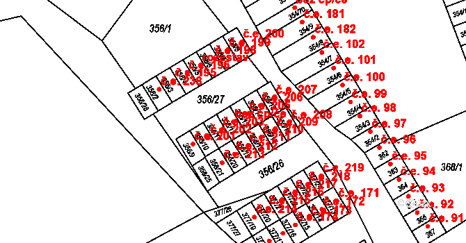 Hrádek nad Nisou 204 na parcele st. 356/12 v KÚ Hrádek nad Nisou, Katastrální mapa