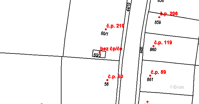 Děčín 42061202 na parcele st. 60/2 v KÚ Boletice nad Labem, Katastrální mapa
