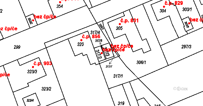 Karviná 43965202 na parcele st. 317/2 v KÚ Karviná-město, Katastrální mapa