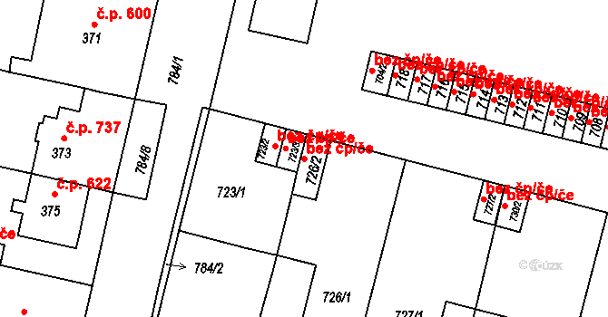 Mohelnice 44920202 na parcele st. 726/2 v KÚ Mohelnice, Katastrální mapa