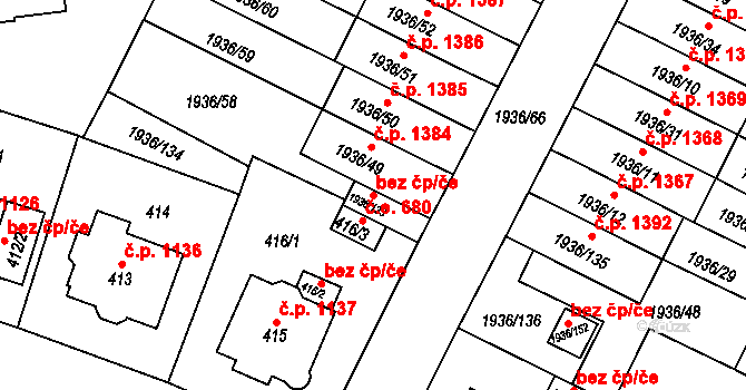 Teplice 49178202 na parcele st. 1936/133 v KÚ Teplice-Trnovany, Katastrální mapa