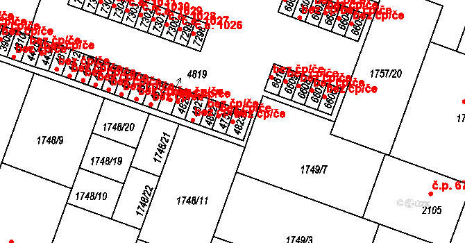 Písek 50491202 na parcele st. 4823 v KÚ Písek, Katastrální mapa