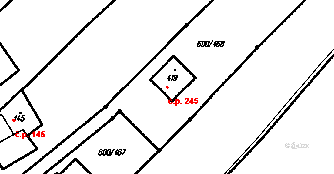 Olšany 245 na parcele st. 419 v KÚ Olšany, Katastrální mapa