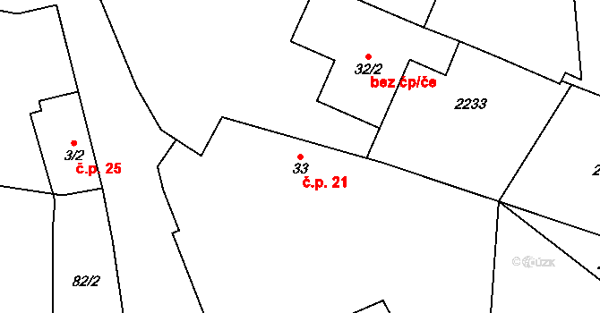 Maletice 21, Protivín na parcele st. 33 v KÚ Maletice, Katastrální mapa