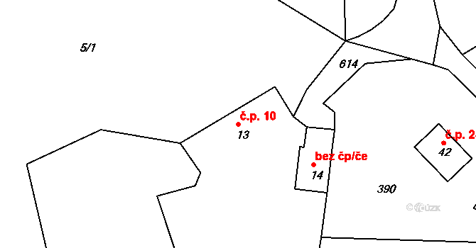 Horní Nakvasovice 10, Bušanovice na parcele st. 13 v KÚ Horní Nakvasovice, Katastrální mapa