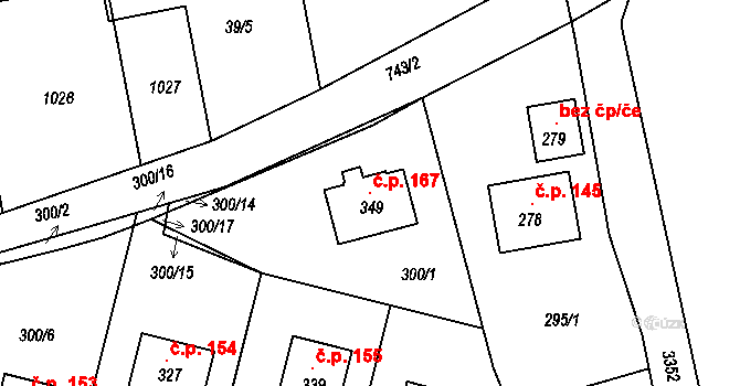 Lipovka 167, Rychnov nad Kněžnou na parcele st. 349 v KÚ Lipovka u Rychnova nad Kněžnou, Katastrální mapa