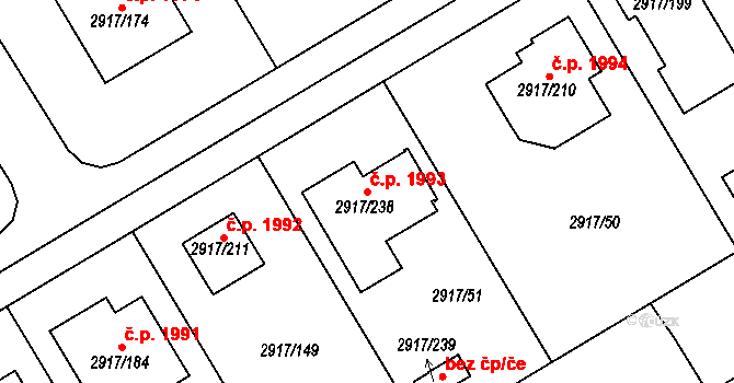 Černošice 1993 na parcele st. 2917/238 v KÚ Černošice, Katastrální mapa