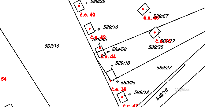 Přerov IV-Kozlovice 44, Přerov na parcele st. 589/56 v KÚ Kozlovice u Přerova, Katastrální mapa