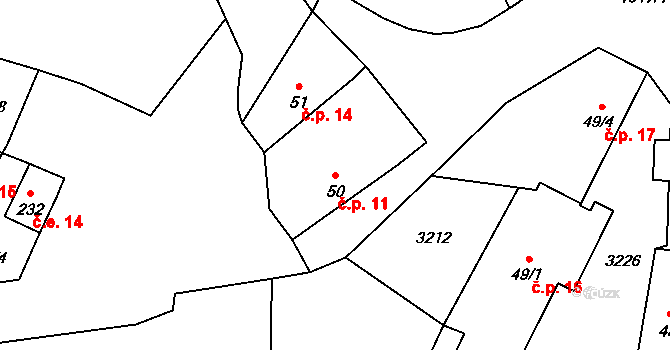 Čížov 11, Chabeřice na parcele st. 50 v KÚ Chabeřice, Katastrální mapa