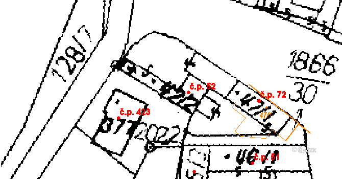 Přerov nad Labem 52 na parcele st. 47/2 v KÚ Přerov nad Labem, Katastrální mapa