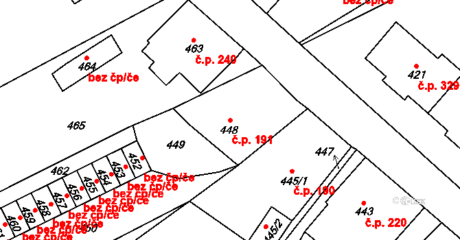 Desná I 191, Desná na parcele st. 448 v KÚ Desná I, Katastrální mapa