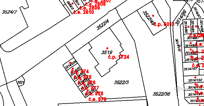 Jihlava 1724 na parcele st. 3519 v KÚ Jihlava, Katastrální mapa
