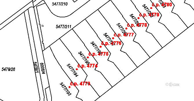 Jihlava 4776 na parcele st. 5477/196 v KÚ Jihlava, Katastrální mapa