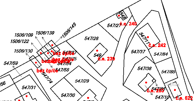Dolní Vltavice 239, Černá v Pošumaví na parcele st. 549 v KÚ Černá v Pošumaví, Katastrální mapa