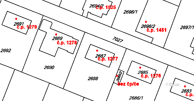 Boskovice 1277 na parcele st. 2687 v KÚ Boskovice, Katastrální mapa