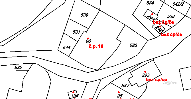 Skalka 16, Drásov na parcele st. 96 v KÚ Drásov u Příbramě, Katastrální mapa