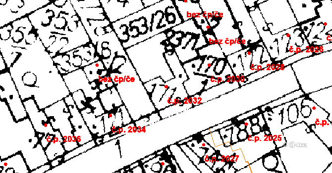 Podlusky 2032, Roudnice nad Labem na parcele st. 171 v KÚ Podlusky, Katastrální mapa