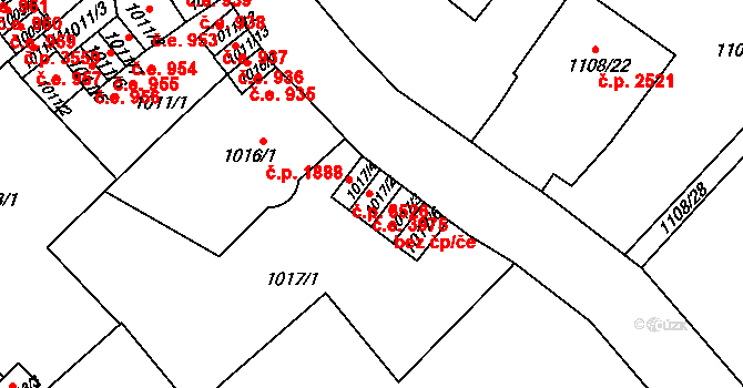 Ústí nad Labem-centrum 3975, Ústí nad Labem na parcele st. 1017/2 v KÚ Ústí nad Labem, Katastrální mapa