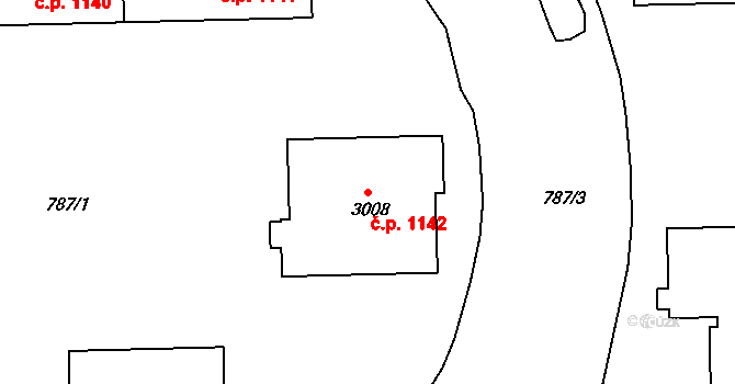 Strakonice I 1142, Strakonice na parcele st. 3008 v KÚ Strakonice, Katastrální mapa