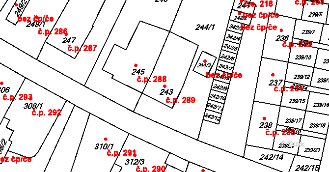 Miřetice u Klášterce nad Ohří 289, Klášterec nad Ohří na parcele st. 243 v KÚ Miřetice u Klášterce nad Ohří, Katastrální mapa
