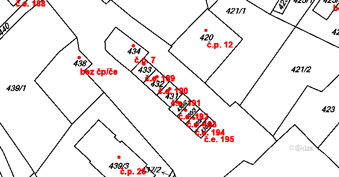 Miřetice u Klášterce nad Ohří 191, Klášterec nad Ohří na parcele st. 431 v KÚ Miřetice u Klášterce nad Ohří, Katastrální mapa